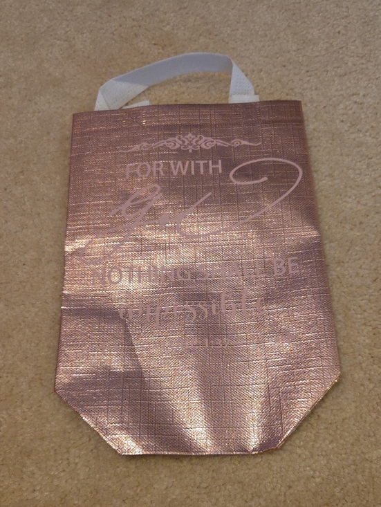 Handbags - Metallic Rose Gold Tote Bag with White Handles